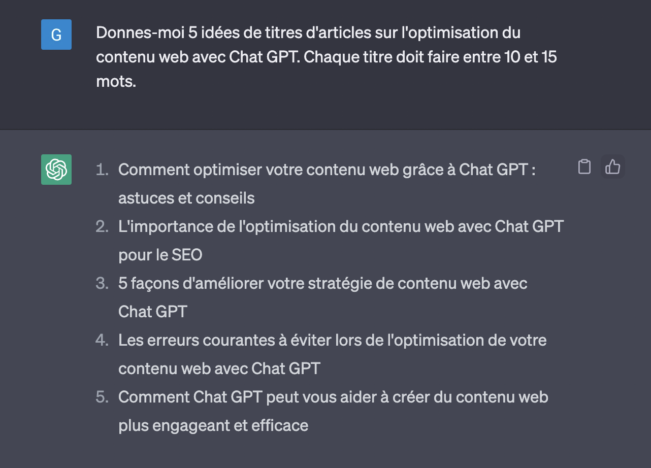 5 idées Chat GPT