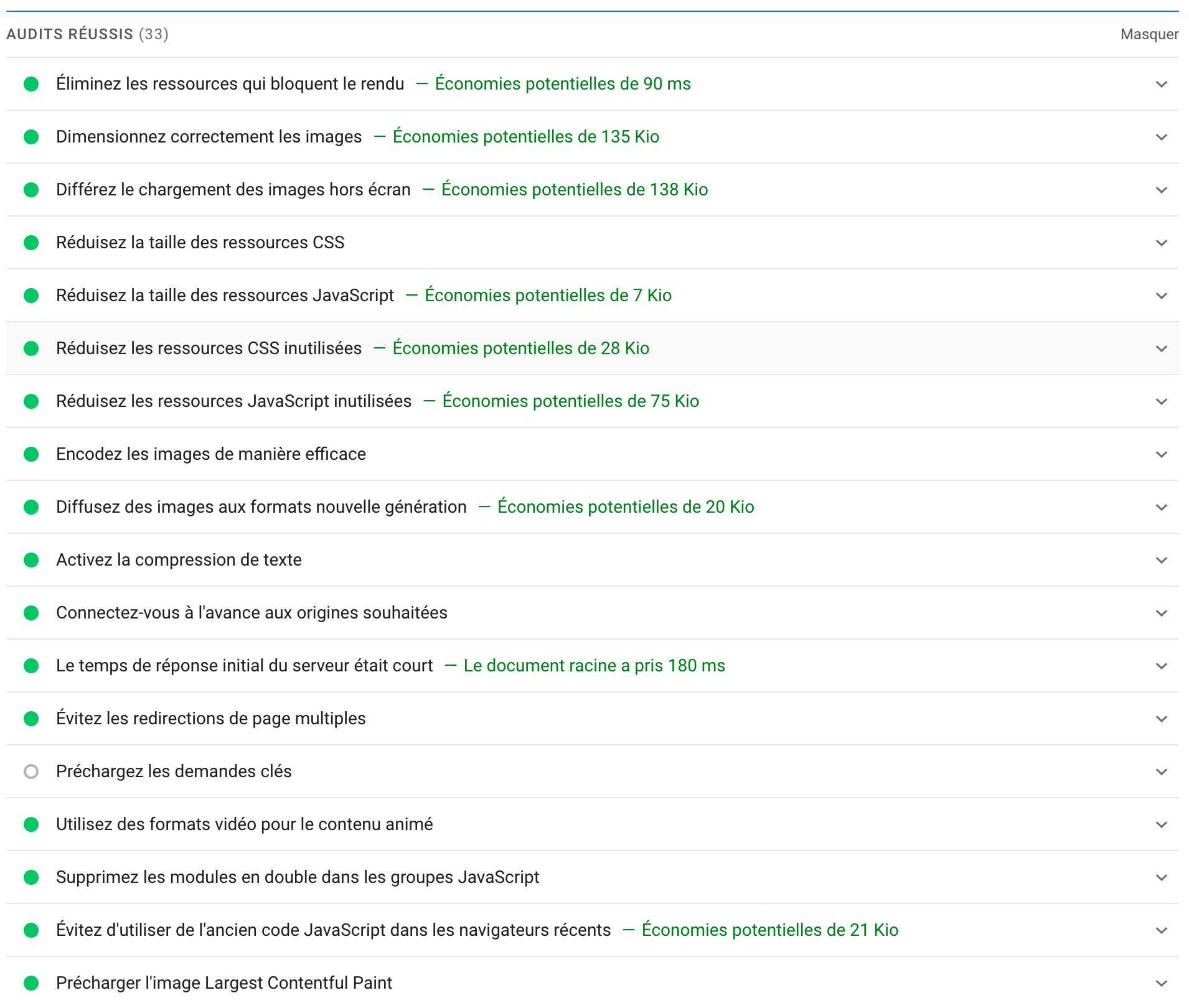 diagnostic Pagespeed Insights