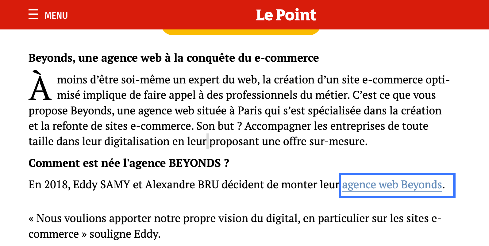 article Le Point Beyonds