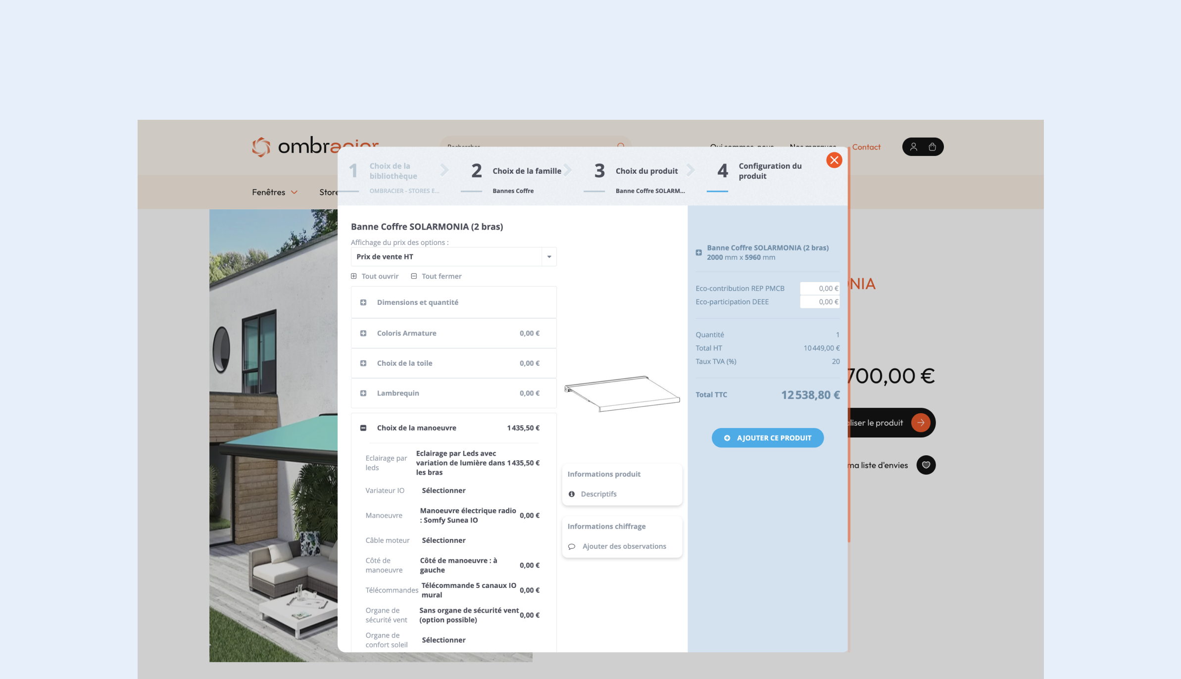 Ombracier configurateur