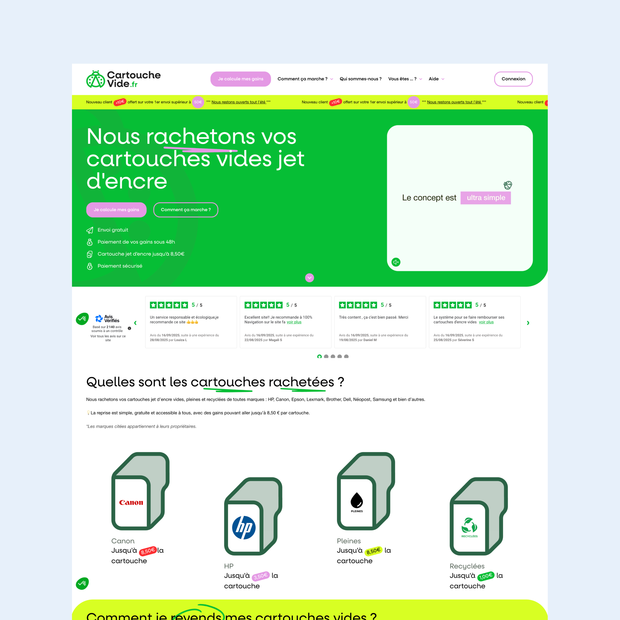 Nouvelle Homepage Cartouche vide