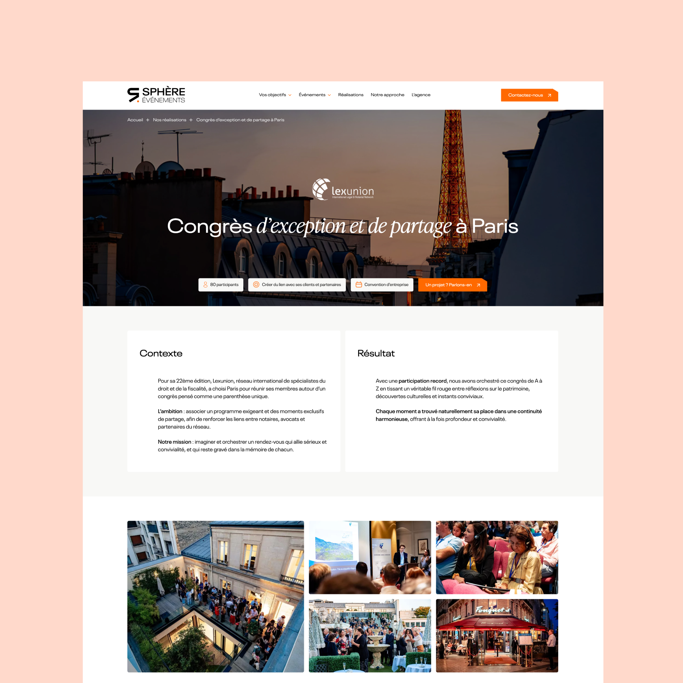 Sphere evenements website